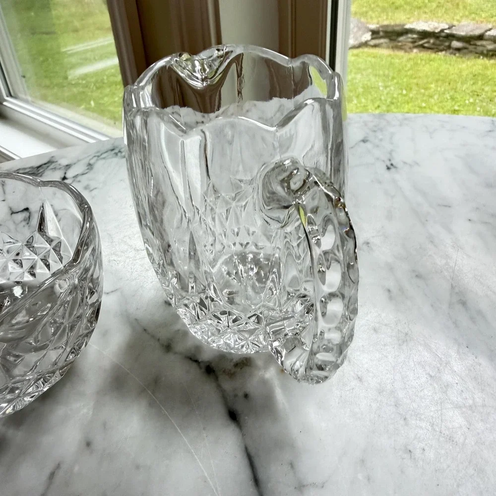 NEW VTG Crystal Creamer and Sugar Bowl Set Elegant Yugoslavia 24% Lead Crystal